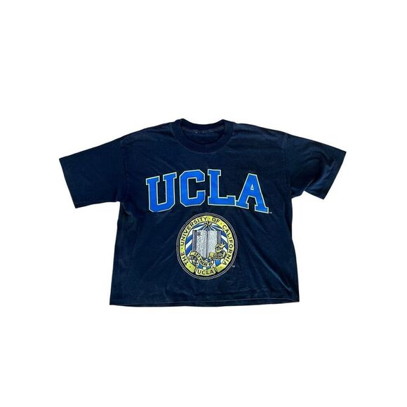 UCLA Vintage black Oversized Crop Top T Shirt 2000s Y2K L/XL varsity college - Picture 1 of 3